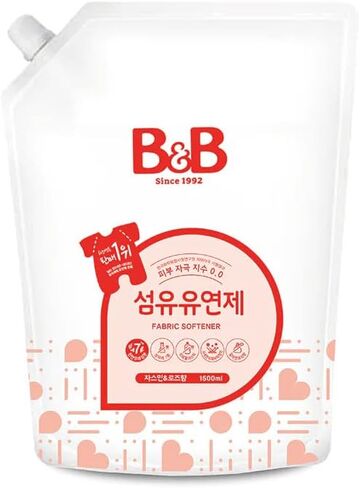 B&B 2 Pack Baby Fabric Softener Refill Jasmine & Rose 50.7 oz (1500ml) - Hypoallergenic, for Baby, Newborn, or Infant, Sensitive Skin, Natural Ingredients, Clothes Huggably Soft in Saudi Arabia