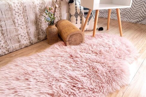 سجادة STAOLENE فائقة النعومة من فراء الغنم الصناعي باللون الوردي، سجادة بجانب السرير، سجادة داخلية منفوش قابلة للغسل، سجادة لغرفة النوم وأريكة الأرضية وغرفة المعيشة in Kuwait