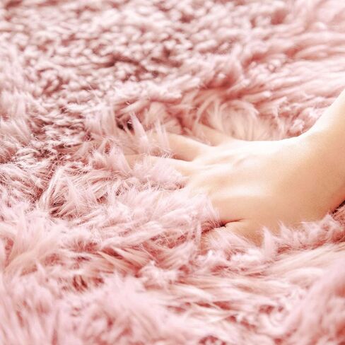 سجادة STAOLENE فائقة النعومة من فراء الغنم الصناعي باللون الوردي، سجادة بجانب السرير، سجادة داخلية منفوش قابلة للغسل، سجادة لغرفة النوم وأريكة الأرضية وغرفة المعيشة in Kuwait