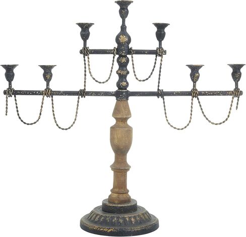 Deco 79 Vintage Metal Candelabra, Pillar Candle Holders Decorative Candlestick Holder for Home Decor, Wedding, Dinning, Party, 24" L x 8" W x 22" H, Brown in Saudi Arabia