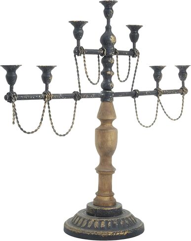 Deco 79 Vintage Metal Candelabra, Pillar Candle Holders Decorative Candlestick Holder for Home Decor, Wedding, Dinning, Party, 24" L x 8" W x 22" H, Brown in Saudi Arabia