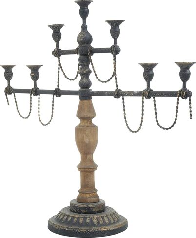 Deco 79 Vintage Metal Candelabra, Pillar Candle Holders Decorative Candlestick Holder for Home Decor, Wedding, Dinning, Party, 24" L x 8" W x 22" H, Brown in Saudi Arabia