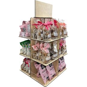 Versatile 4-Sided Rotating Display Stand for Candy, Snacks, Jams, Produce and More - Ideal for Craft Shows, Farmers Markets, and Retail Stores - 12 Shelves, Heavy-Duty Design, Easy Setup (Black) in Kuwait