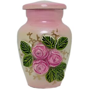 Keepsake Urn –3D Flowers Printed Pink Keepsake Cremation Urn for Human Ashes with Velvet Box & Velvet Bag-Mini Keepsake Urn - Affordable Keepsake Urn (3 cu.in) in Kuwait