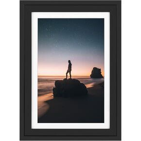 Golden State Art, 13x19 Picture Frame - Displays 11x17 Photo with Mat or 13x19 Without Mat, Wide Moulding Solid Wood Frame for Wall Display, Distressed Brown