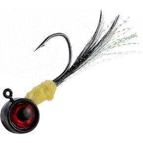 Dr.Fish 10 Pack Marabou Feather Jigs Fishing Jig Heads Round Ball Fishing Jig Hook Lures for Bass Crappie Trout Walleye Panfish Bluegill Freshwater 1/16oz 1/8oz 3/16oz 1/4oz
