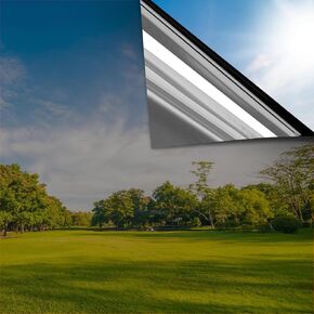 Tatub 23.6"x78" One Way Window Film Daytime Privacy Static Cling Mirror Window Tint for Home Office Door Living Room, Heat Reflective UV Blocking House Window Mirror Glass Tint, Black-Silver in Kuwait