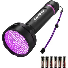 مصباح يدوي EverBrite للأشعة فوق البنفسجية، 51 مصباح LED أسود، مصباح يدوي أسود 395 نانومتر للكشف عن بول الحيوانات الأليفة، السجاد، العقارب وحشرات السرير، البطاريات متضمنة in Kuwait