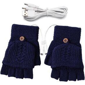 الرجال والنساء USB قفازات ساخنة القفاز الحياكة الأيدي كامل الأصابع ونصف أصابع دافئة اليد قفازات الكمبيوتر المحمول الشتاء هدية الأزرق الداكن in Kuwait