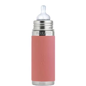 Pura Kiki 9oz/260ml Stainless Steel Insulated Anti-Colic Infant Bottle w/Silicone Medium-Flow Nipple & Sleeve, 100% Plastic-Free, MadeSafe Certified, for Kids, Toddlers, Babies & Infant - Aqua
