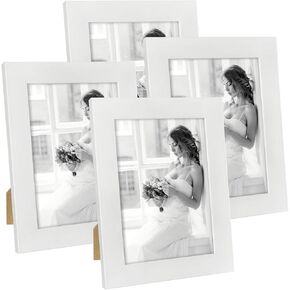 Hap Tim 5x7 Picture Frame White Wooden Photo Frames for Tabletop Display and Wall Decoration, Set of 4 (CWH-5x7-WT)