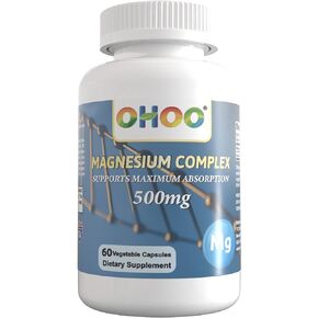 مكمل مركب المغنيسيوم 500 مجم، يدعم أقصى قدر من الامتصاص، 60 كبسولة نباتية in Kuwait