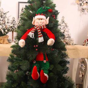 YANGHOME Christmas Xmas Tree Toppers Top Decoration Xmas Home Ornaments Party Favors Funny Cute Elf Plush Doll Leg and Heads Body Green and Red