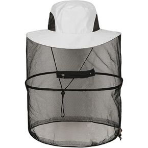 Mornajina Head Net Hat, Safari Hat Sun Hat with Hidden Net, Boonie Hat, Mesh UV Protection Fit Fishing Hiking