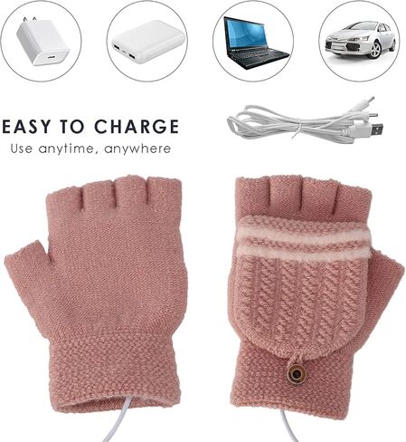 قفاز تدفئة USB للرجال والنساء، مدفئات يد USB لشتاء دافئ بأصابع كاملة ونصف أصابع دافئة لليد قفازات تدفئة USB للكمبيوتر المحمول in Kuwait