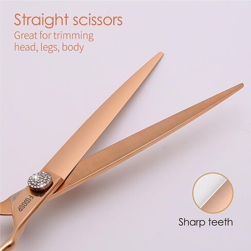 Rose Gold Titanium Curved Dog Grooming Scissors 7'' Downward 30° with Jewelled Screw Japan 440C Professional Pet Grooming Trimming Shears for Dogs Suzhi Teddy(7,Curved) in Saudi Arabia