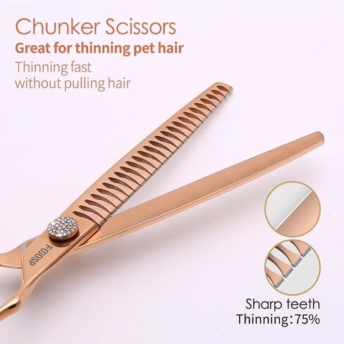 Rose Gold Titanium Curved Dog Grooming Scissors 7'' Downward 30° with Jewelled Screw Japan 440C Professional Pet Grooming Trimming Shears for Dogs Suzhi Teddy(7,Curved) in Saudi Arabia