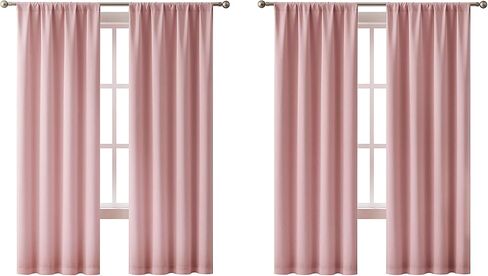 Hopscotch | Ethan Collection | Blush Rod Pocket Blackout Curtain Panel Set, 38" x 63", 4 Pieces in Kuwait