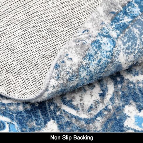 HEBE Boho Round Area Rug 4Ft Non Slip Washable Rug for Living Room Bedroom Vintage Distressed Medallion Round Rug Soft Circle Rug Throw Carpet for Dining Room Bathroom Nursery in Kuwait