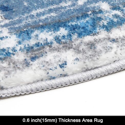 HEBE Boho Round Area Rug 4Ft Non Slip Washable Rug for Living Room Bedroom Vintage Distressed Medallion Round Rug Soft Circle Rug Throw Carpet for Dining Room Bathroom Nursery in Kuwait