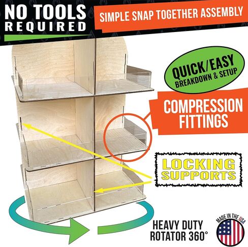 Versatile 4-Sided Rotating Display Stand for Candy, Snacks, Jams, Produce and More - Ideal for Craft Shows, Farmers Markets, and Retail Stores - 12 Shelves, Heavy-Duty Design, Easy Setup (Black) in Kuwait
