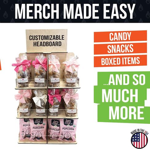 Versatile 4-Sided Rotating Display Stand for Candy, Snacks, Jams, Produce and More - Ideal for Craft Shows, Farmers Markets, and Retail Stores - 12 Shelves, Heavy-Duty Design, Easy Setup (Black) in Kuwait
