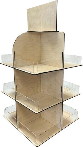 Versatile 4-Sided Rotating Display Stand for Candy, Snacks, Jams, Produce and More - Ideal for Craft Shows, Farmers Markets, and Retail Stores - 12 Shelves, Heavy-Duty Design, Easy Setup (Black) in Kuwait