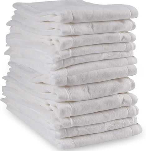 Fasoar Prefold Cloth Diapers, 3-Ply Cotton Washable for Baby 12 Count | Eco-Friendly, Fits 10-35 Lbs, 12-Pack, Multi-Use Baby Diapers, Washable and Reusable, Soft Cotton in Saudi Arabia