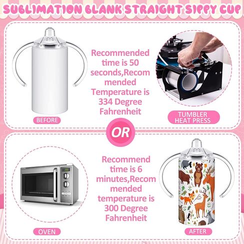Yaomiao 30 Sets 12 oz Sublimation Sippy Cup with Straw and Lid Blank Insulated Stainless Steel Tumblers with Handle and Shrink Films Blanks Water Bottle for Kids Toddler Baby Gifts in Saudi Arabia