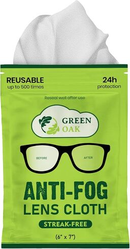 Dry Anti Fog Cloth – Green Oak Microfiber Cloth for Glasses Goggles Helmet Camera Sunglasses – Reusable – Eco-Friendly in Kuwait