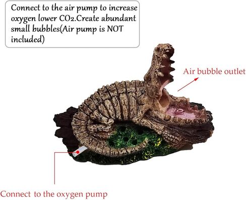 Hamiledyi Aquarium Alligator Air Bubbler Decorations,Oxygen Bubbler Resin Crafts Connect Air Pump for Fish Tank. in Saudi Arabia
