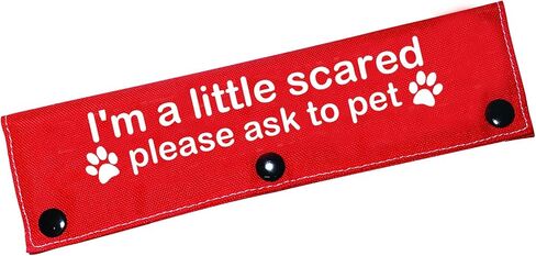 Funny Dog Leash Sleeve I'm a Little Scared Please Ask to pet Leash Wrap Alert Hanging ID Patch Tag Pet Birthday Gift(Little Scared-Sleeve) in Saudi Arabia