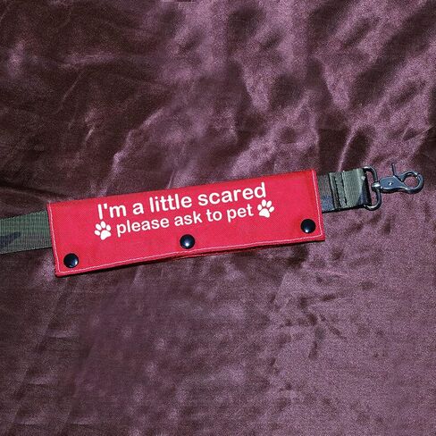 Funny Dog Leash Sleeve I'm a Little Scared Please Ask to pet Leash Wrap Alert Hanging ID Patch Tag Pet Birthday Gift(Little Scared-Sleeve) in Saudi Arabia