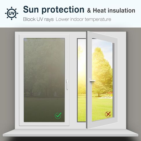 Tatub 23.6"x78" One Way Window Film Daytime Privacy Static Cling Mirror Window Tint for Home Office Door Living Room, Heat Reflective UV Blocking House Window Mirror Glass Tint, Black-Silver in Kuwait