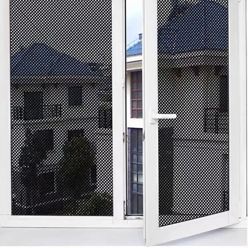 شان مول غشاء نافذة اسود للخصوصية، ملصقات نافذة زجاجية شبكية، غطاء نافذة ديكوري، ملصق نافذة لاصق ثابت غير لاصق للمنزل والمكتب (اسود، 17.7 انش × 78.7 انش) in Kuwait
