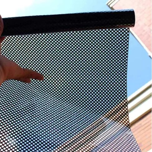 شان مول غشاء نافذة اسود للخصوصية، ملصقات نافذة زجاجية شبكية، غطاء نافذة ديكوري، ملصق نافذة لاصق ثابت غير لاصق للمنزل والمكتب (اسود، 17.7 انش × 78.7 انش) in Kuwait