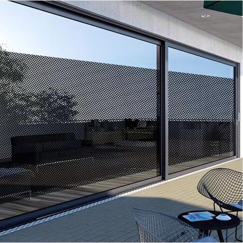 شان مول غشاء نافذة اسود للخصوصية، ملصقات نافذة زجاجية شبكية، غطاء نافذة ديكوري، ملصق نافذة لاصق ثابت غير لاصق للمنزل والمكتب (اسود، 17.7 انش × 78.7 انش) in Kuwait