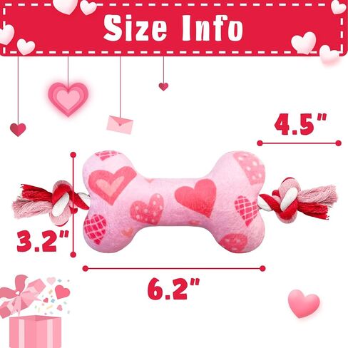 Valentine's Day Dog Toys for Small and Medium Dogs, 2 Pack Soft Squeaky Dog Toys with Cotton Rope, Perfect Valentine's Day Dog Gifts in Saudi Arabia
