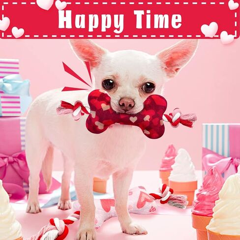 Valentine's Day Dog Toys for Small and Medium Dogs, 2 Pack Soft Squeaky Dog Toys with Cotton Rope, Perfect Valentine's Day Dog Gifts in Saudi Arabia
