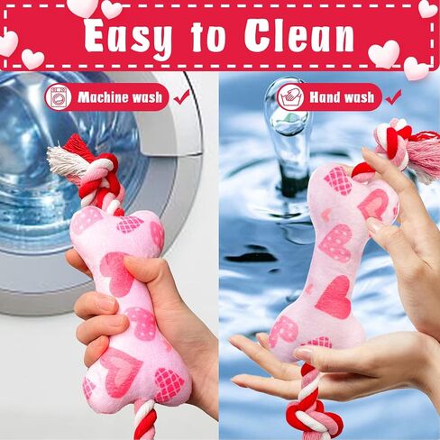 Valentine's Day Dog Toys for Small and Medium Dogs, 2 Pack Soft Squeaky Dog Toys with Cotton Rope, Perfect Valentine's Day Dog Gifts in Saudi Arabia