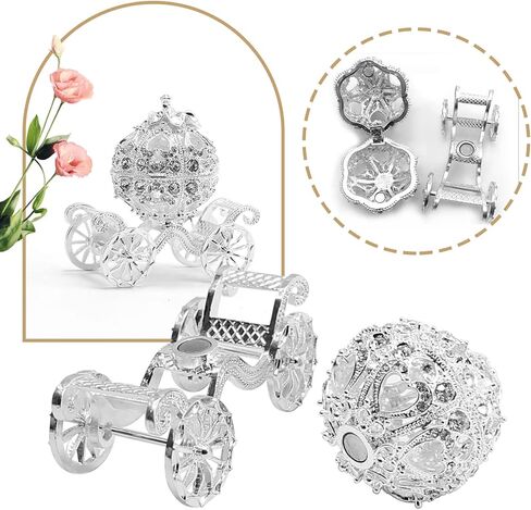 MDEOOSKY Silver Diamond Pumpkin Carriage Jewelry Box, Cinderella Pumpkin Carriage Decorative Hinged Jewelry Trinket Box, Hollow Diamond Pumpkin Carria in Saudi Arabia