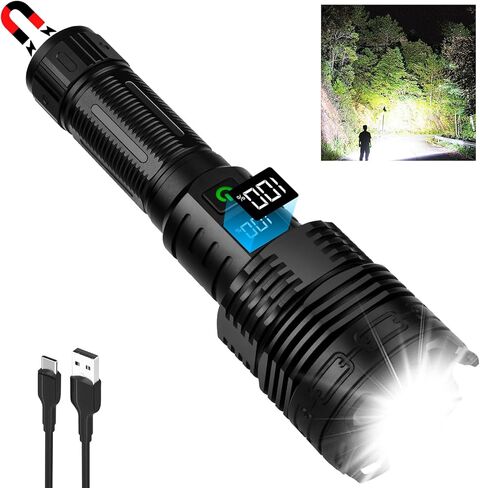 FUROLD Rechargeable LED Flashlights High Lumens, 900,000 Super Bright High Powerful Flash Light,5 Modes, IPX7 Waterproof,Handheld Powerful Flashlights for Emergency Camping Hiking in Kuwait