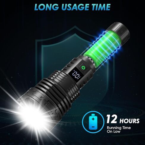 FUROLD Rechargeable LED Flashlights High Lumens, 900,000 Super Bright High Powerful Flash Light,5 Modes, IPX7 Waterproof,Handheld Powerful Flashlights for Emergency Camping Hiking in Kuwait