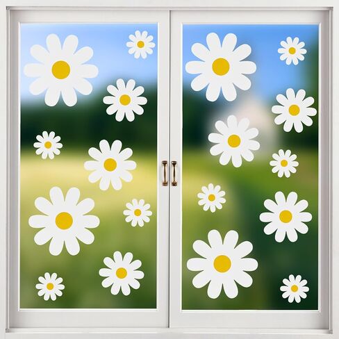 ملصق نافذة من Keaziu Daisy مزهرية زهرة الأقحوان لمستلزمات حفلات الحصاد المنزلية ومتجر زجاج نافذة الفصل الدراسي وهدايا تزيين ومستلزمات الحفلات in Kuwait