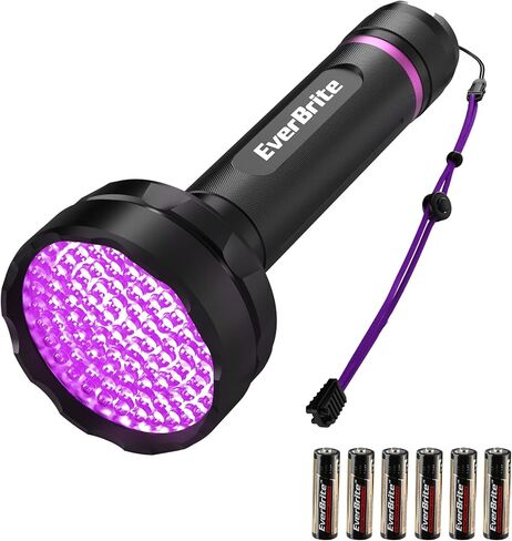 مصباح يدوي EverBrite للأشعة فوق البنفسجية، 51 مصباح LED أسود، مصباح يدوي أسود 395 نانومتر للكشف عن بول الحيوانات الأليفة، السجاد، العقارب وحشرات السرير، البطاريات متضمنة in Kuwait