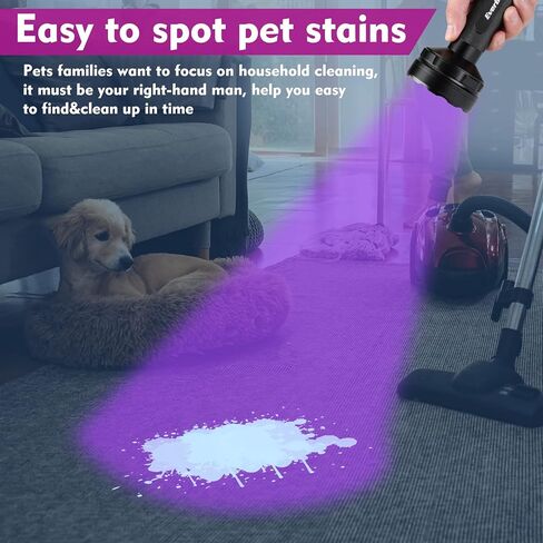 مصباح يدوي EverBrite للأشعة فوق البنفسجية، 51 مصباح LED أسود، مصباح يدوي أسود 395 نانومتر للكشف عن بول الحيوانات الأليفة، السجاد، العقارب وحشرات السرير، البطاريات متضمنة in Kuwait