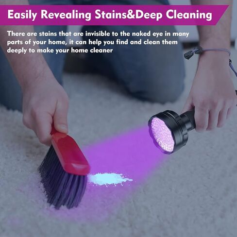 مصباح يدوي EverBrite للأشعة فوق البنفسجية، 51 مصباح LED أسود، مصباح يدوي أسود 395 نانومتر للكشف عن بول الحيوانات الأليفة، السجاد، العقارب وحشرات السرير، البطاريات متضمنة in Kuwait