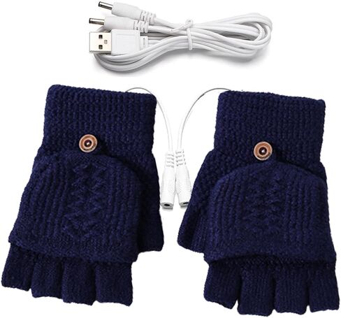 الرجال والنساء USB قفازات ساخنة القفاز الحياكة الأيدي كامل الأصابع ونصف أصابع دافئة اليد قفازات الكمبيوتر المحمول الشتاء هدية الأزرق الداكن in Kuwait