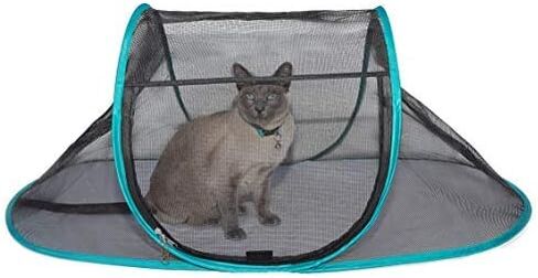 Nala and Company - The Cat House Outdoor Pet Enclosure for Indoor Cats - 43" x 23" x 18" - Portable, View, Pop Up Lounger Tent for Deck, Patio, Porch, Yard, Balcony & RV Travel - with Storage Pouch in Saudi Arabia