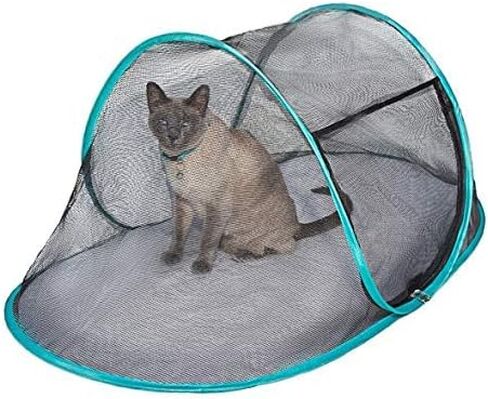 Nala and Company - The Cat House Outdoor Pet Enclosure for Indoor Cats - 43" x 23" x 18" - Portable, View, Pop Up Lounger Tent for Deck, Patio, Porch, Yard, Balcony & RV Travel - with Storage Pouch in Saudi Arabia